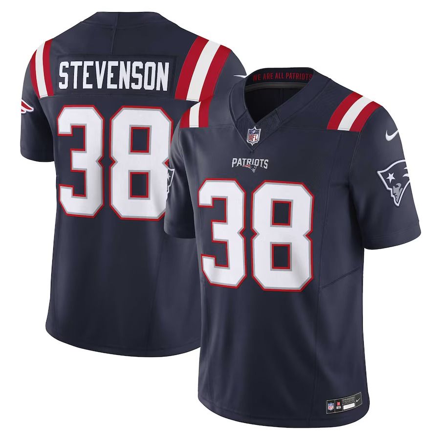 Men New England Patriots #38 Rhamondre Stevenson Nike Navy Vapor F.U.S.E. Limited NFL Jersey